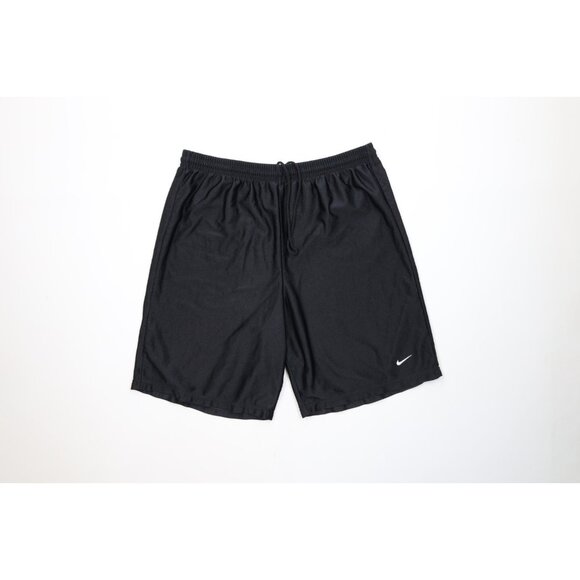 Vintage 90s Y2K Nike Mens Medium Travis Scott Mini Swoosh Silky Shorts Black USA